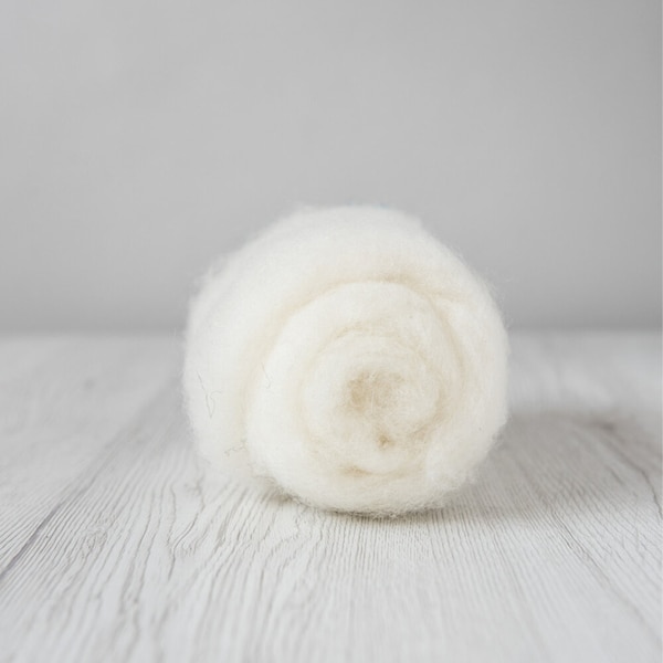 Natural White- Carded Batts- Raw