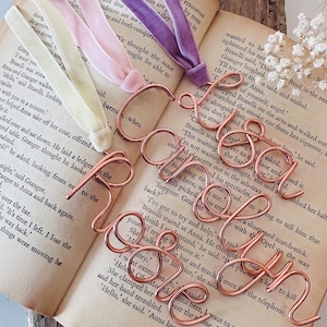 Personalised Wire Bookmark with Velvet Ribbon: Book Lover Gift