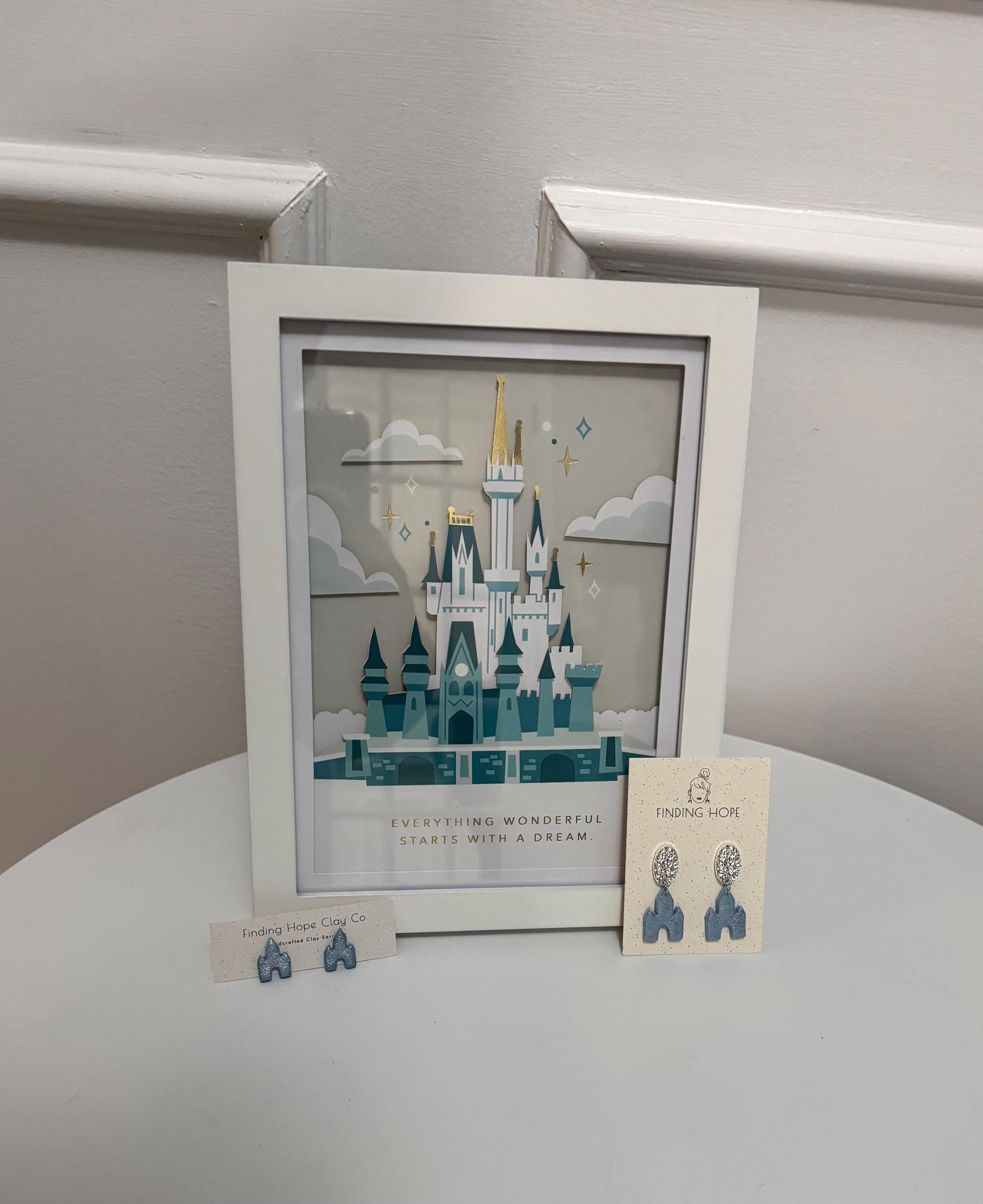 Cinderella Princess Castle Earrings • Polymer Clay Earrings • Unique • Theme Park Inspired • Disney Lover • Lightweight • Disney Earrings