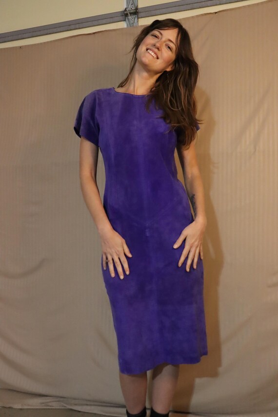 purple suede dress Purple Suede Vintage Dress