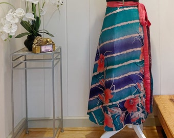 Jupe portefeuille réversible PETITE nénuphar, jupe sari taille unique avec cravate