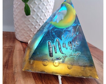 moon resin pyramid light, magic starry sky night light