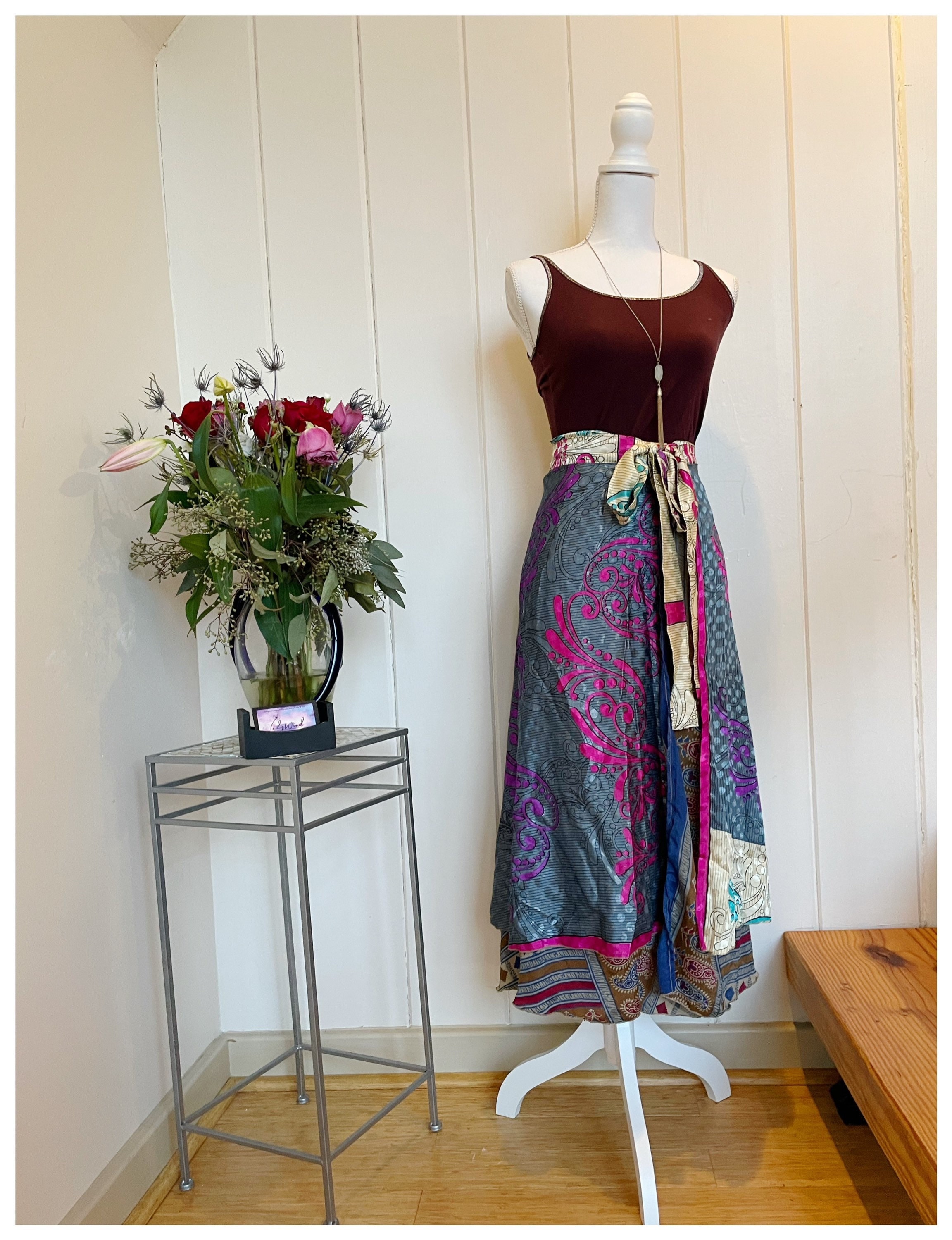 Boho Reclaimed Sari Wrap Skirt – Darn Good Yarn