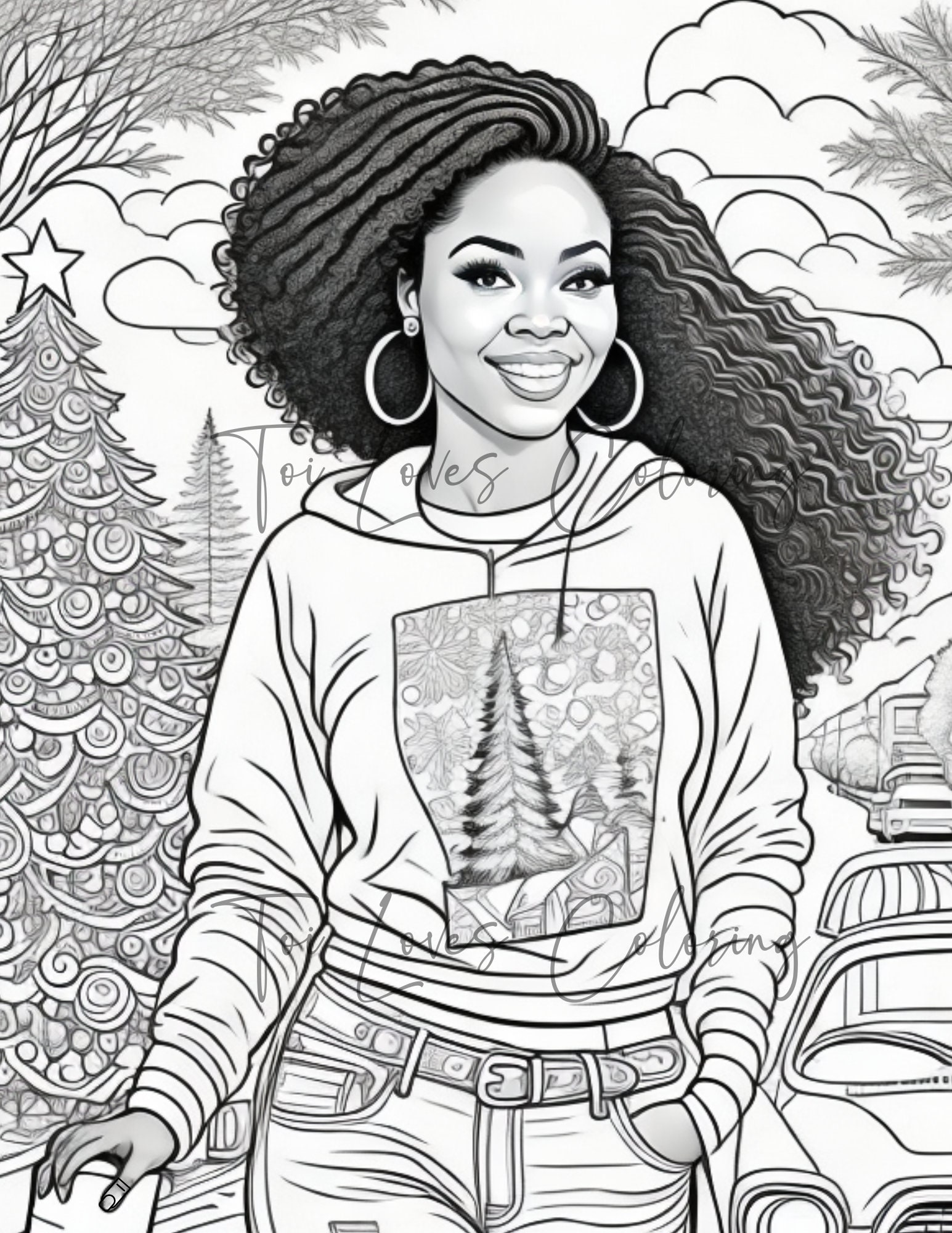 Black Girl 8 Printable Adult Coloring Book Page City Girl - Etsy