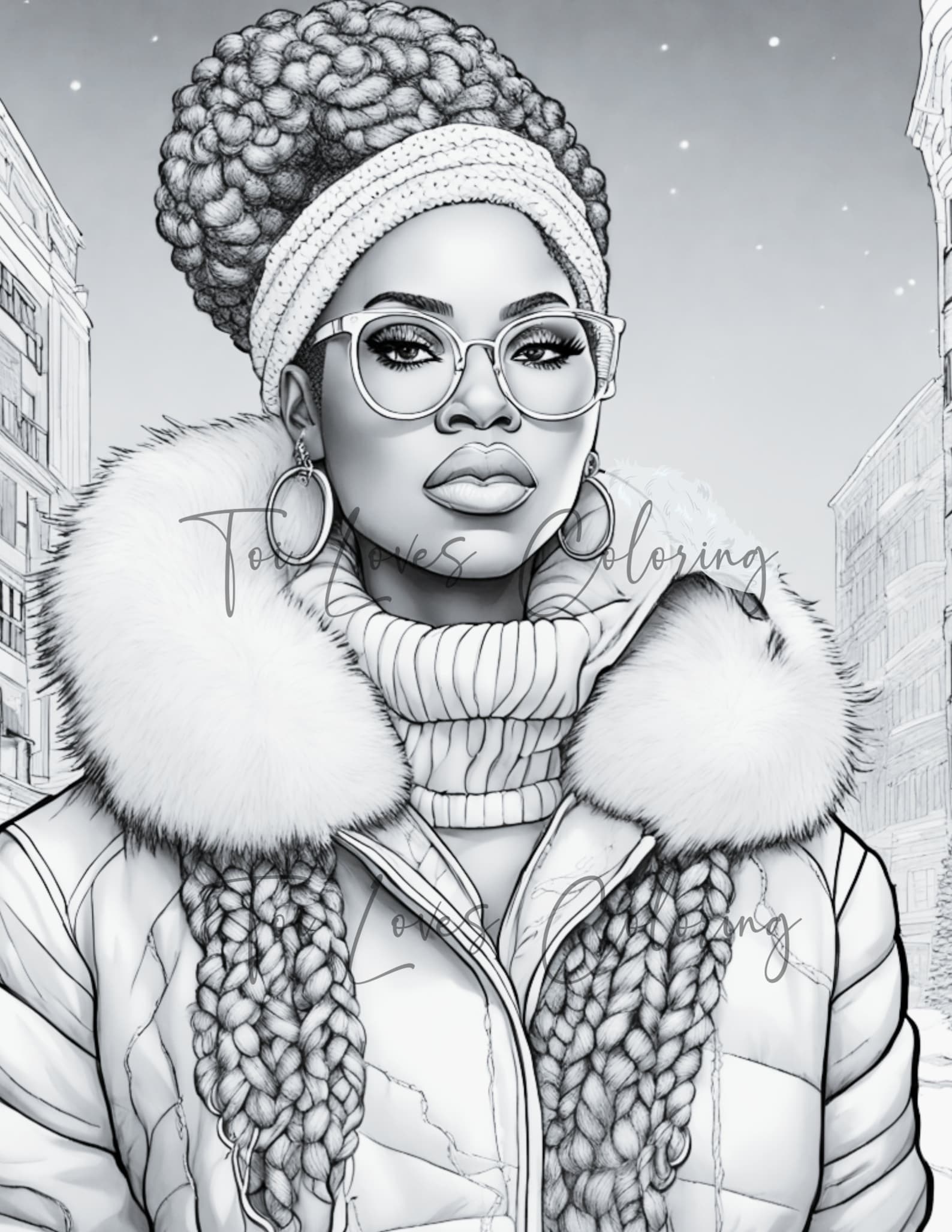 Black Girl 8 Printable Adult Coloring Book Page City Girl - Etsy