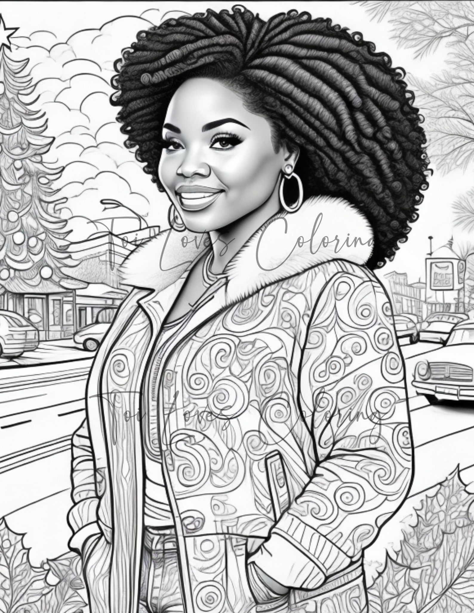 Black Girl 8 Printable Adult Coloring Book Page City Girl - Etsy