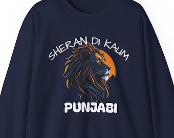 Wunderschön gestaltetes Punjabi-Sweatshirt Shera von Kaum Punjabi | Punjabi-Stolz | Singh Rundhalsausschnitt | Unisex Rundhalsausschnitt | Punjabi benutzerdefinierte Tshirt