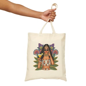 Desi Girl Tote Bag, 15&quot;x16&quot; Indian Girl Handbag, Indian Beach Bag, South Asian tote bag, India Pakistan Gift Souvenir, Desi culture tote bag
