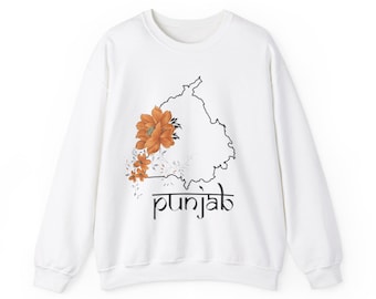 Wunderschön gestaltetes Panjabi Sweatshirt|Punjab Outline Hoodie | Punjabi-Stolz | Punjabi Hoodie Rundhals | Unisex Rundhalsausschnitt | Punjabi Geboren