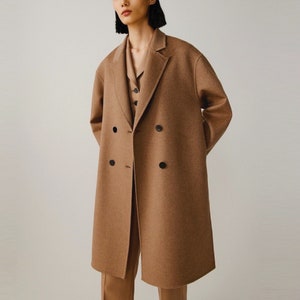 Classic Wool Coat with Notch Lapels Minimalist Design image 1