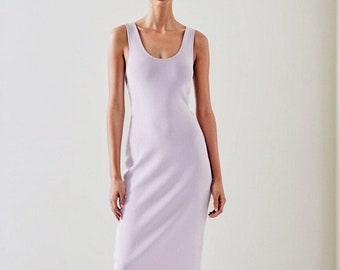 Knitted Midi Tube Dress in Lilac