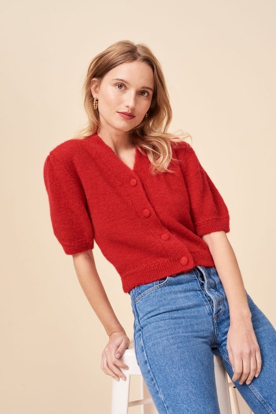 Mohair Puff Sleeve Cardigan available in multiple colours Etsy