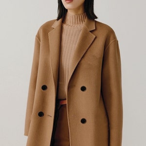 Classic Wool Coat with Notch Lapels Minimalist Design image 3