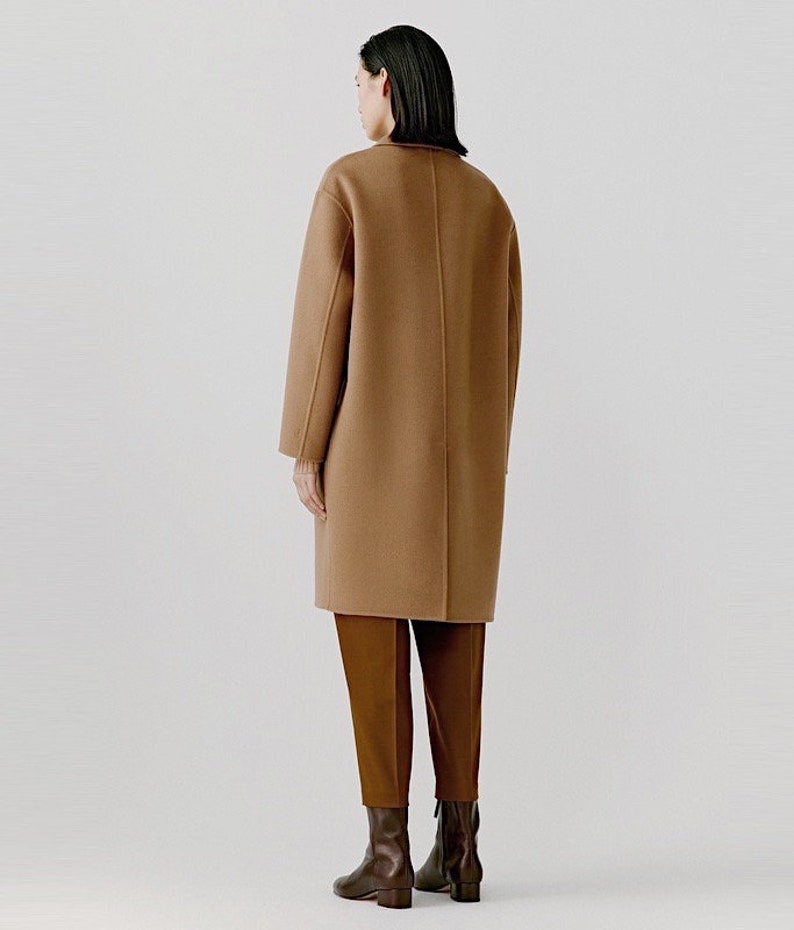 Classic Wool Coat with Notch Lapels Minimalist Design image 4