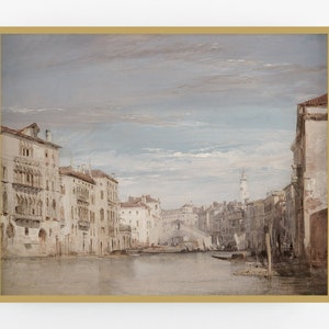 Venice Facing Rialto / Vintage Art / Venice Painting / European Art / Venice Art / Vintage Italian Art / Italy Painting / Venice Cityscape