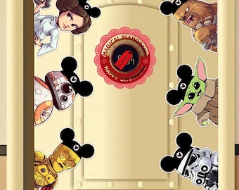 Mickey Ears Star Wars Characters Disney Cruise Magnet, Star Wars Day at Sea Cruise Door Decor, Star Wars Family Cruise Ship Stateroom Door