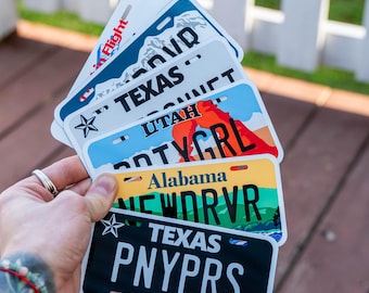 Mini License Plate Custom All 50 States | 4 x 2 - 6 x 3 - 7 x 4 | Motorcycle, Golf Cart, Power Wheels | Personalized Gift - Name Tag