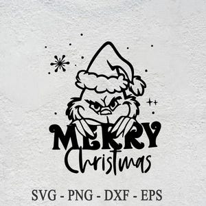 Frohe Grinchmas SVG und PNG-Dateien-Clipart, Weihnachten Druck SVG, Urlaub zwar, Frohe Grinchmas Silhouette geschnitten Dateien, Instant Download,