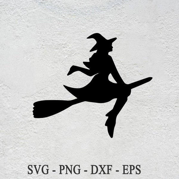Witch SVG, Witch Flying Silhouette Clipart SVG, Witch Clipart, Flying Witch Svg, Commerical, Halloween SVG, Cut Files, Decal, Digital