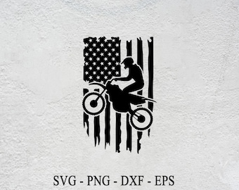 US Flagge Motorcross SVG: Dirt Bike Racing Clipart (digitaler Download)