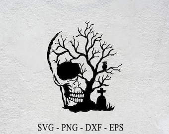 Skull Halloween SVG: Spooky Season Cut Files for Cricut, Silhouette (Digital Download)