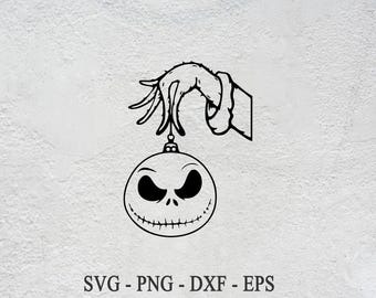 Grinch Hand Holding Ornament SVG: Christmas Silhouette (Digital Download)