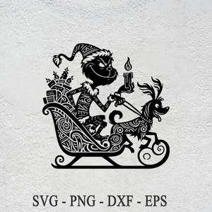 Grinch Max Dog Sleigh Design: SVG, PNG, PDF (Digital Download)