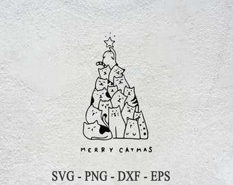Cat Christmas Tree SVG: Merry Catmas Design (Digital Download)