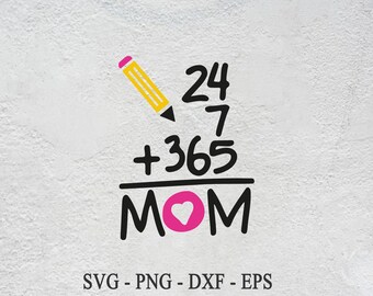 Mamá SVG 24/7/365: Diseño divertido de mono de bebé (descarga digital)