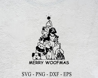 Merry Woofmas Christmas Tree SVG: Funny Dogs (Digital Download)