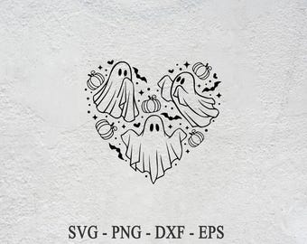 Geist Herz SVG: Gruseliges Halloween Clip Art (Digitale Dateien)