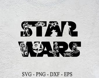 Star Wars Logo SVG: Charakter Silhouetten, Cricut Schnitt Datei (Digitaler Download)