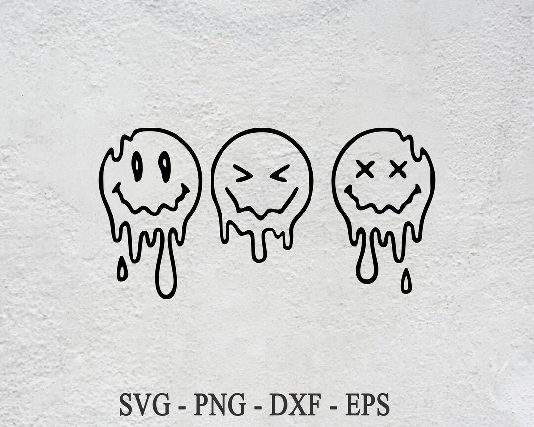 Melting Smiley Face SVG: Funny Graphic, Cricut Cut File (digital ...