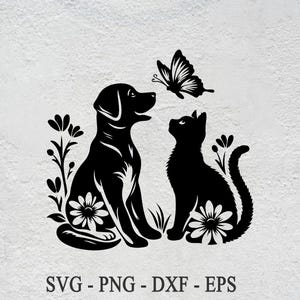 Dog Cat Friends SVG: Pet Lovers Vector Clipart (Digital Download)