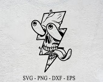 Electric Lightning Skull SVG: Skeleton Face Art (Digital Download)
