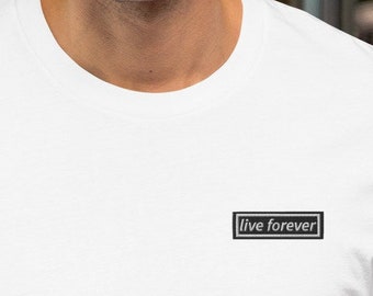 Oasis Live Forever T-Shirt Unisex Ricamata a maniche corte