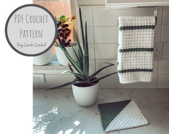 BUNDLE: Modern Kitchen Crochet Bundle - Dish Towel & Pot holder