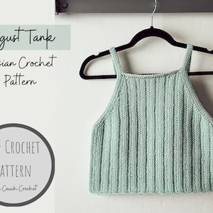 Tunesisch gehaakt tanktoppatroon | Draagbaar Tunesisch haakpatroon | Haakpatroon crop top | Tunesisch tankpatroon augustus