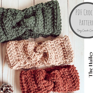 Twisted Ear Warmer Crochet Pattern - The Hailey Headband | Ear Warmer