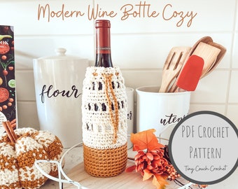 Modern Wine Bottle Cozy Crochet Pattern
