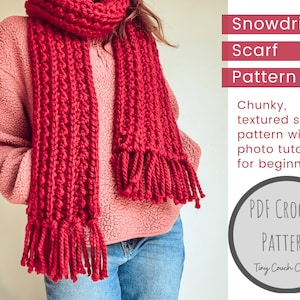 Chunky Crochet Scarf Pattern | The Snowdrift Scarf | Modern Scarf Crochet Pattern PDF