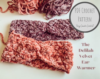 Quick Ear Warmer Crochet Pattern - The Delilah Velvet Ear Warmer | Headband