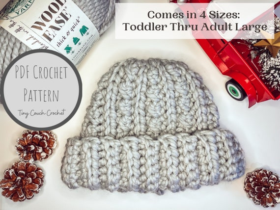 New Handcrafted Crochet Stretchy Hat Made with FOUR Skeins Thick & Soft feel Free crochet pattern: Stretchy Hat – Knit-a-square main image 3