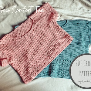 Tee Shirt Crochet Pattern | Crochet Top Pattern PDF | New Sew Comfort Tee