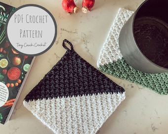 Modern Crochet Potholder Pattern, Hot Pad crochet pattern, Trivet crochet pattern