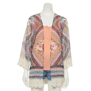 Women&#39;s Kimonos Tops Blouses, Medium Kimonos Tops Blouses, Summer Kimonos Tops Blouses, Light Weight Kimonos Tops Blouses, Lace Tops Blouses