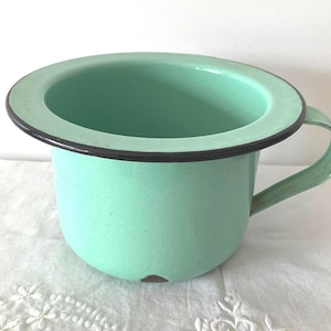 Childs Green Enamel Chamber Pot (Potty) Shabby Chic Distressed 1930s