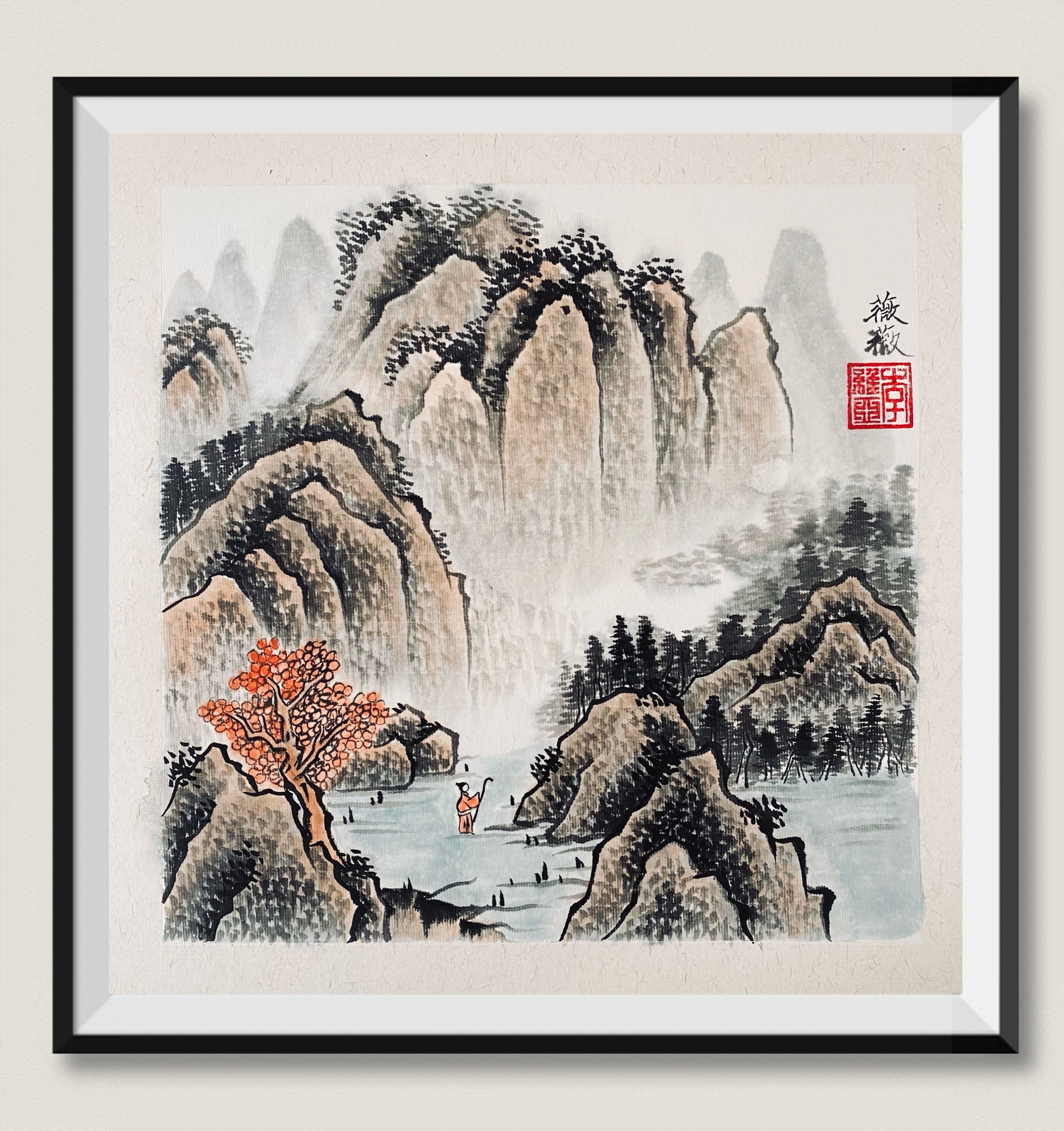 Original Chinese Brush Painting Hand Painted Watercolor Etsy