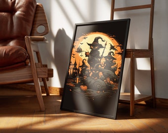 Chats sorcières d&#39;Halloween Poster
