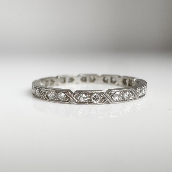 Vintage Art Deco Platinum Diamond Eternity Band - Size 6.5 US